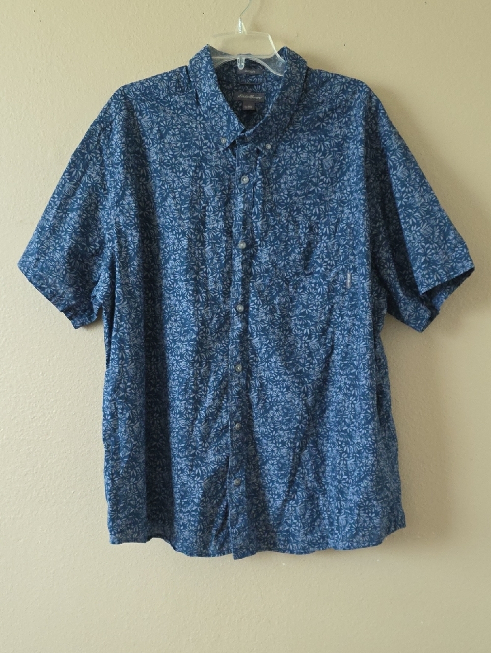 Eddie Bauer Mens Classic Fit Blue Floral Printed Button Down Shirt - Size 3X